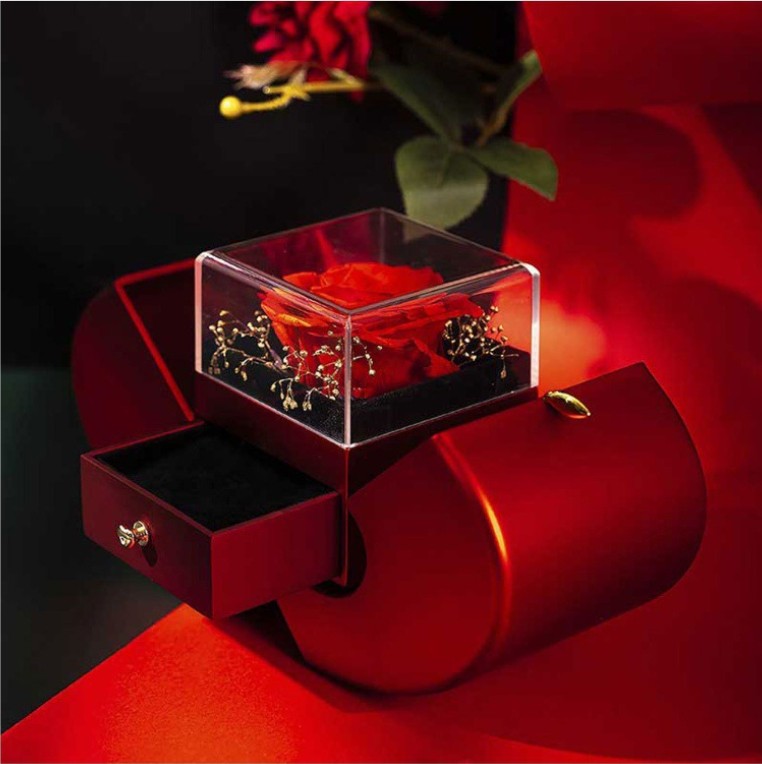 Coffret rose éternelle et collier cœur - vue 2