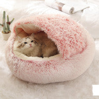 Soft cocoon bed for cats and small dogs