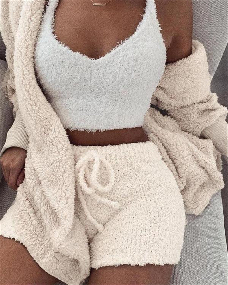 Ensemble cocooning trois pièces en maille douce