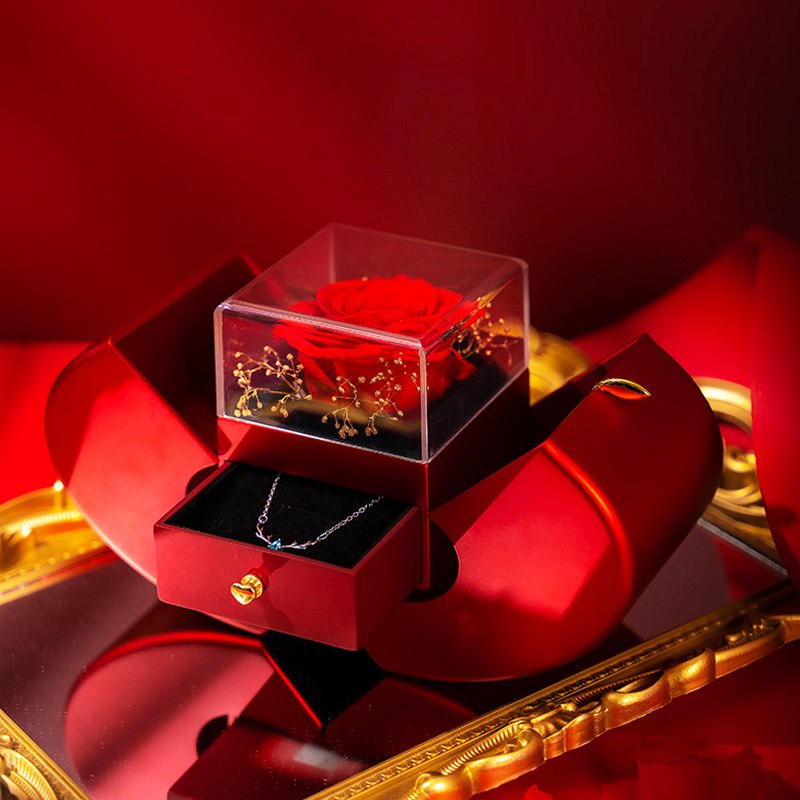 Coffret rose éternelle et collier cœur - vue 7