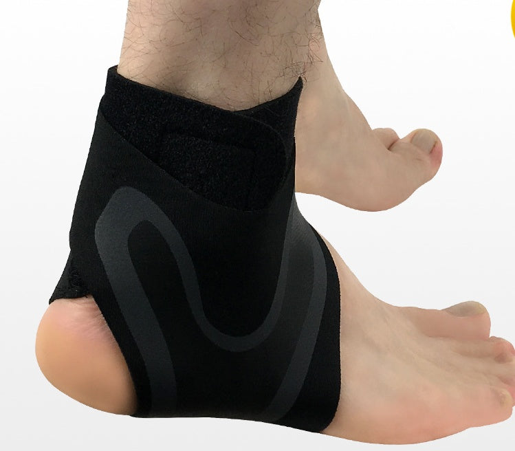 Black ankle support worn on the ankle