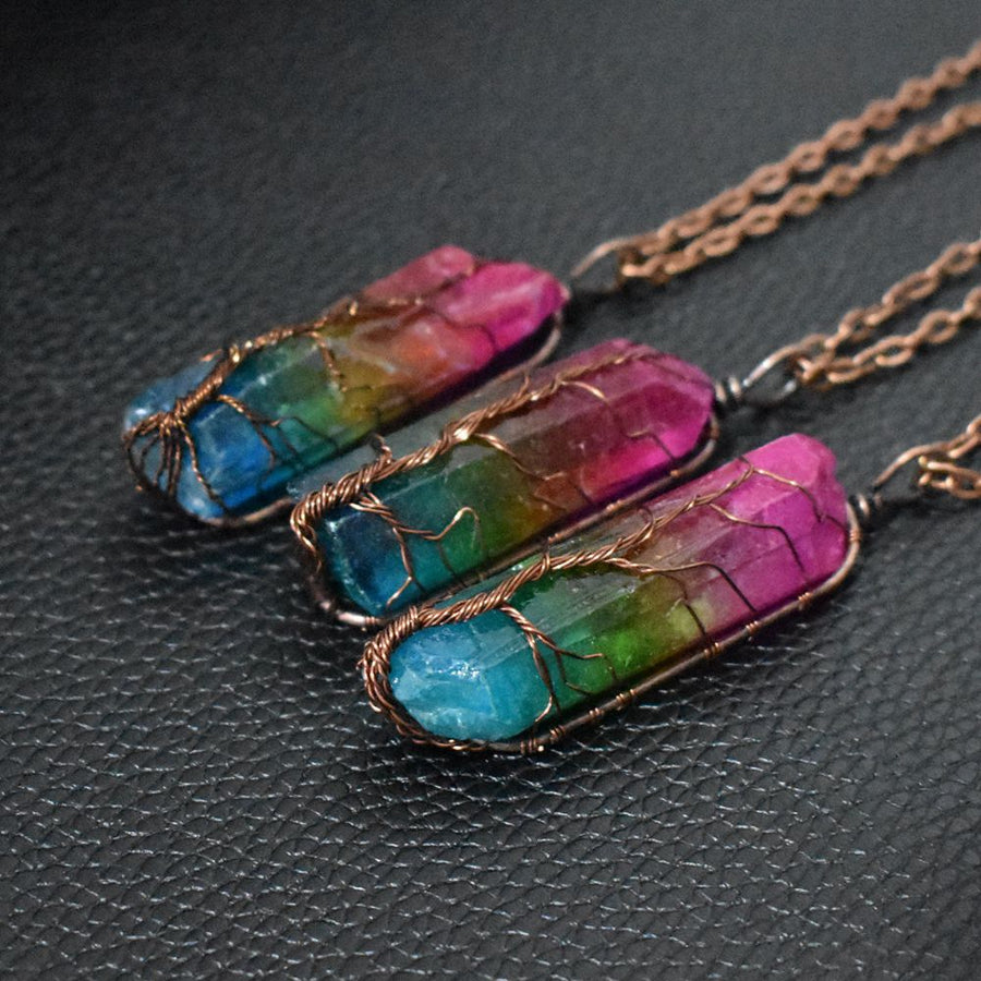 Natural crystal pendant necklace