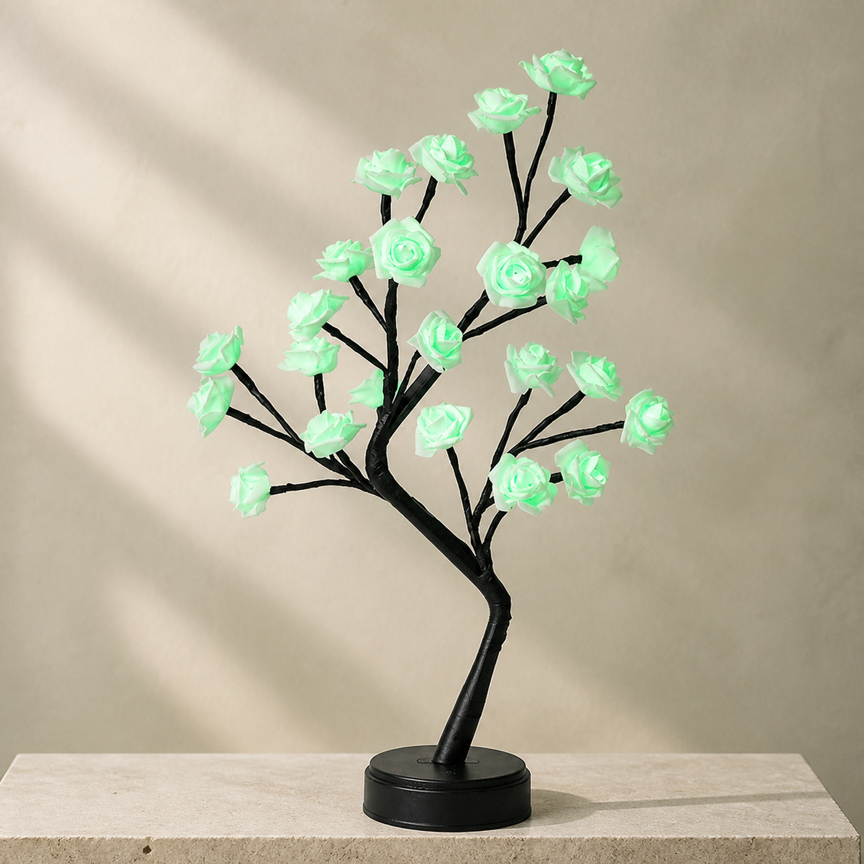 Arbre lumineux à roses LED USB – Vert