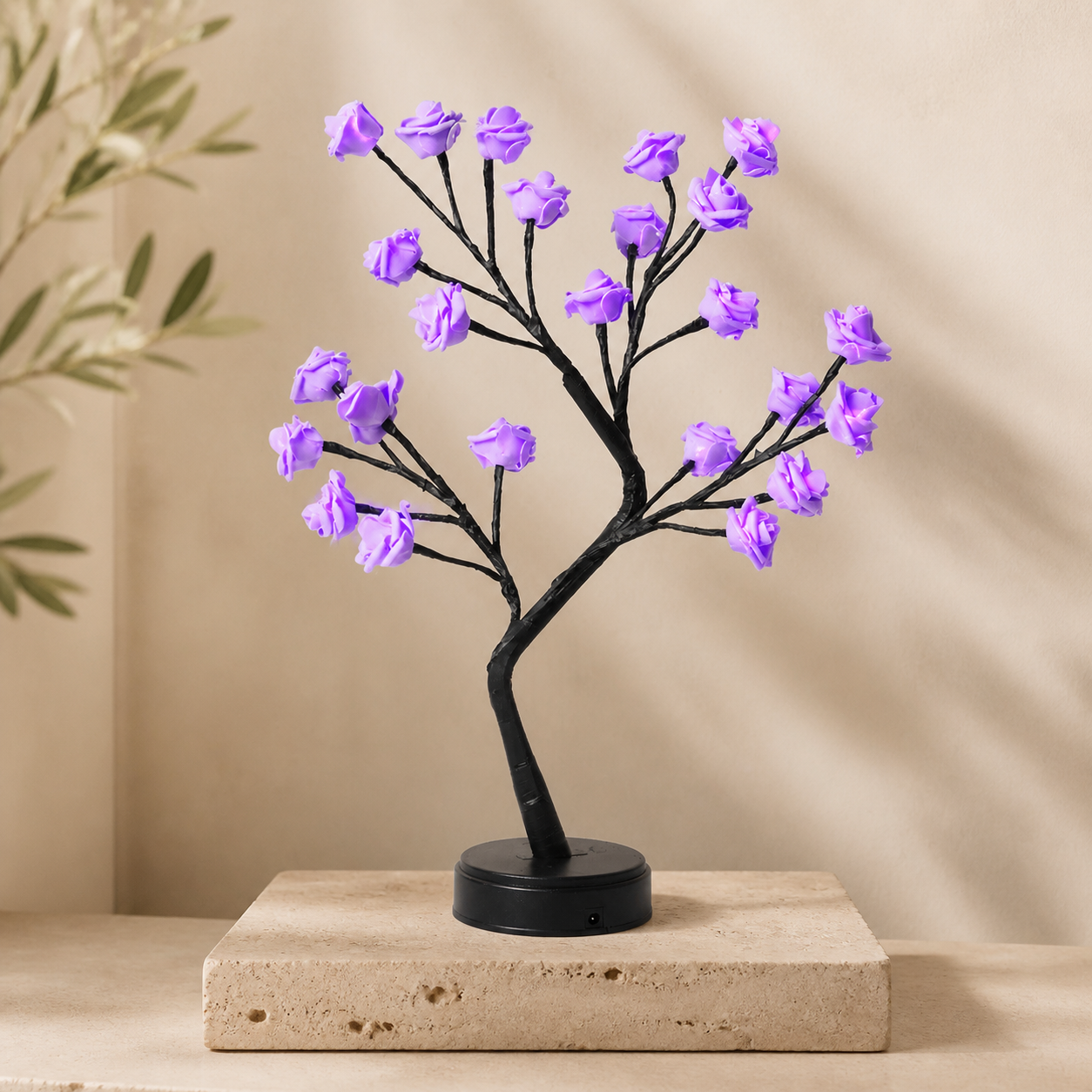 Arbre lumineux à roses LED USB – Violet