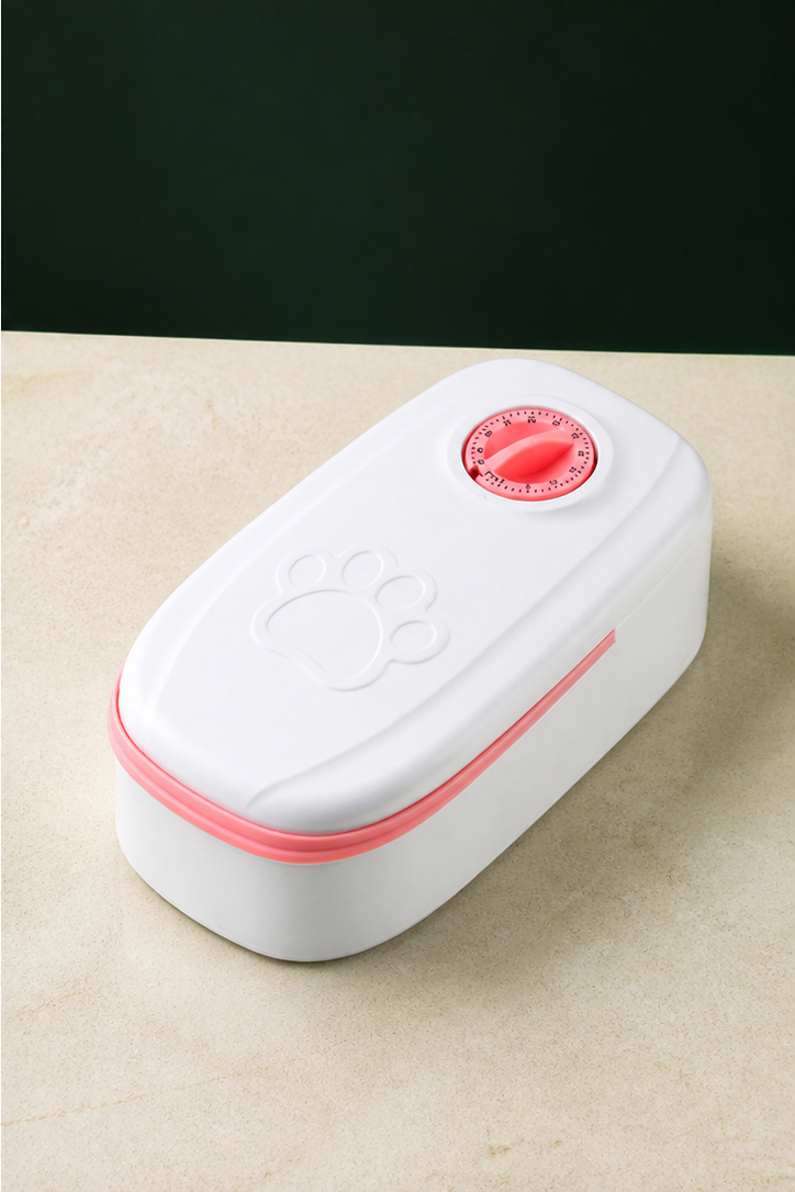 Distributeur automatique de nourriture pour animaux, coloris Rose, photographie Olvyra