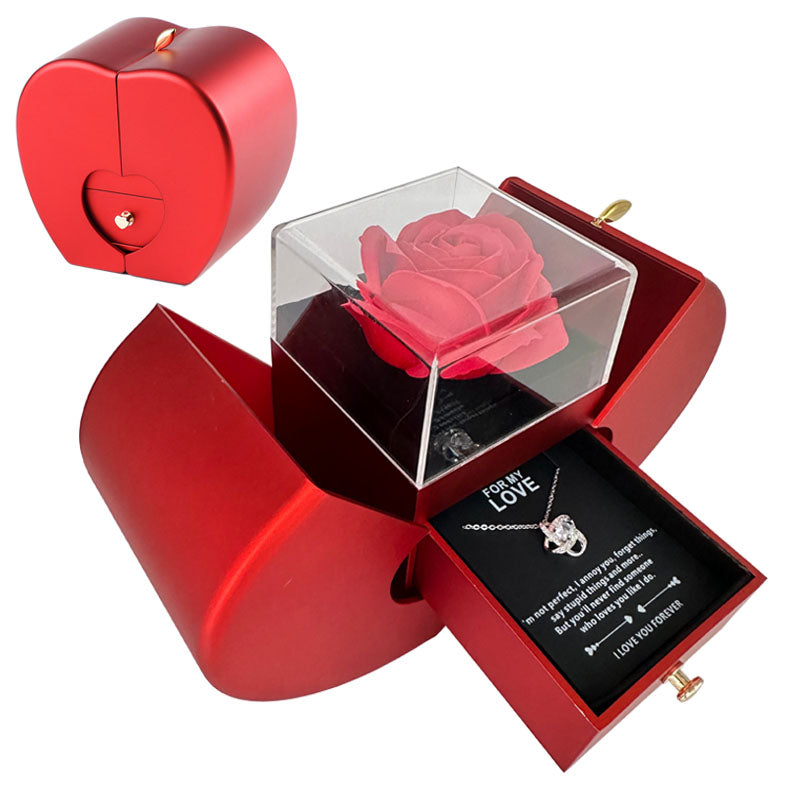 Coffret rose éternelle et collier cœur - vue 1