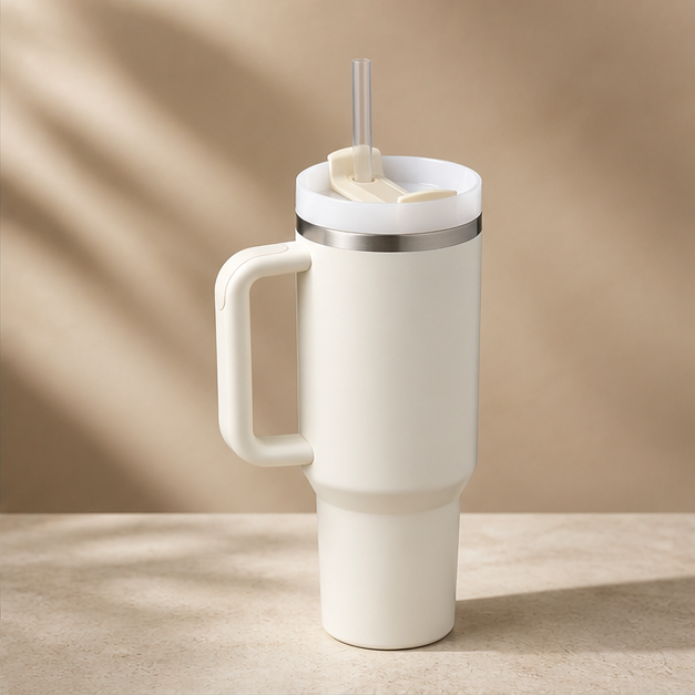 Gobelet isotherme 1,2 L avec poignée – coloris Blanc crème