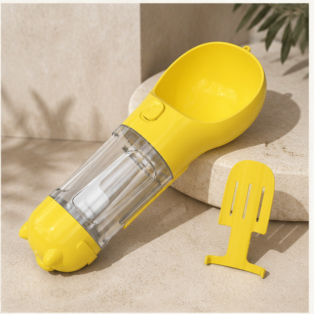 Gourde de voyage pour chien 300 ml, coloris Jaune, photographie Olvyra
