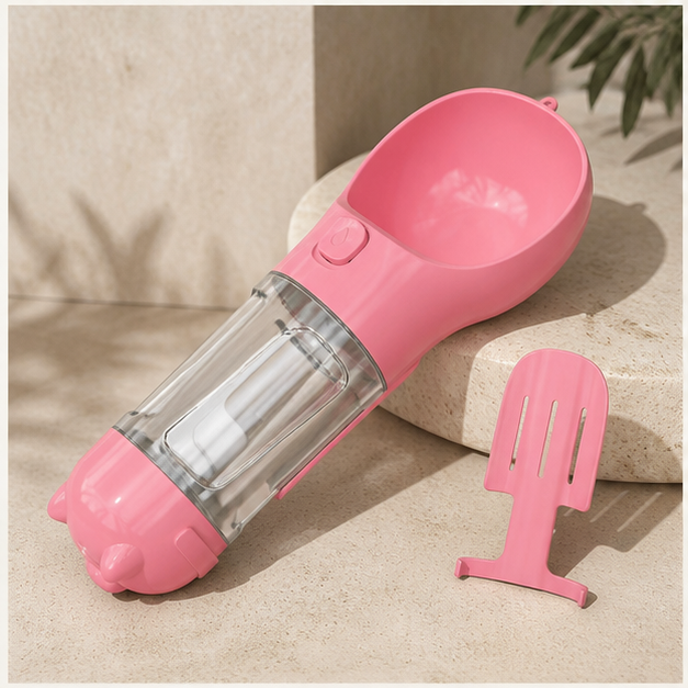 Gourde de voyage pour chien 300 ml, coloris Rose, photographie Olvyra