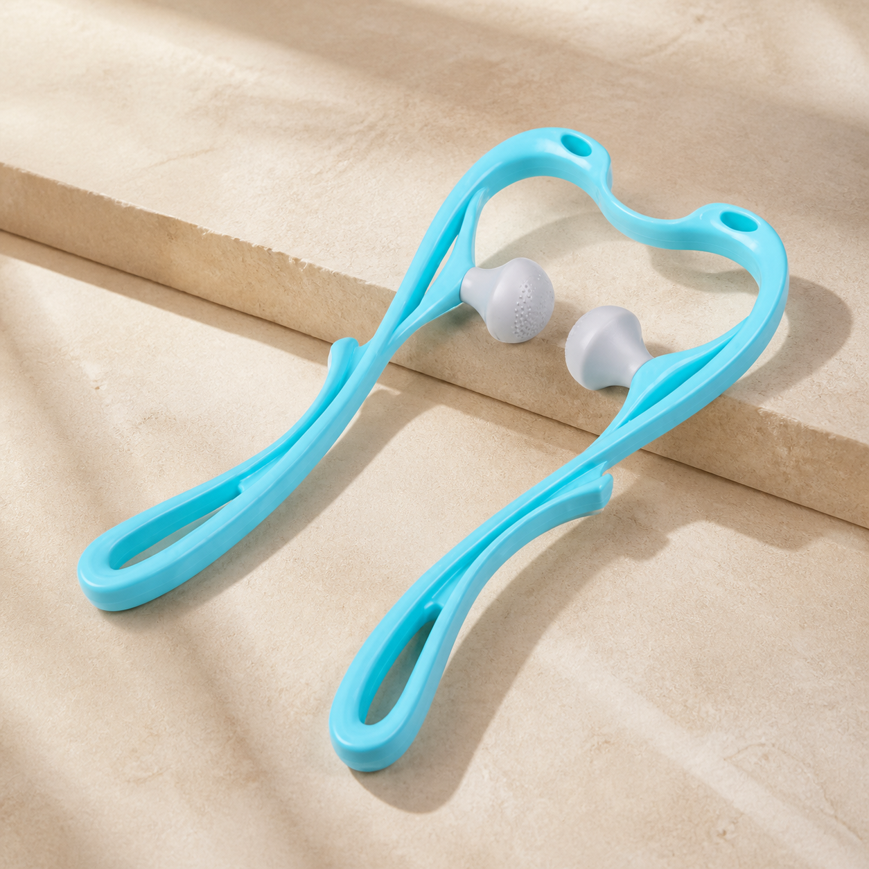 Masseur cervical manuel – Bleu, 2 rouleaux lisses