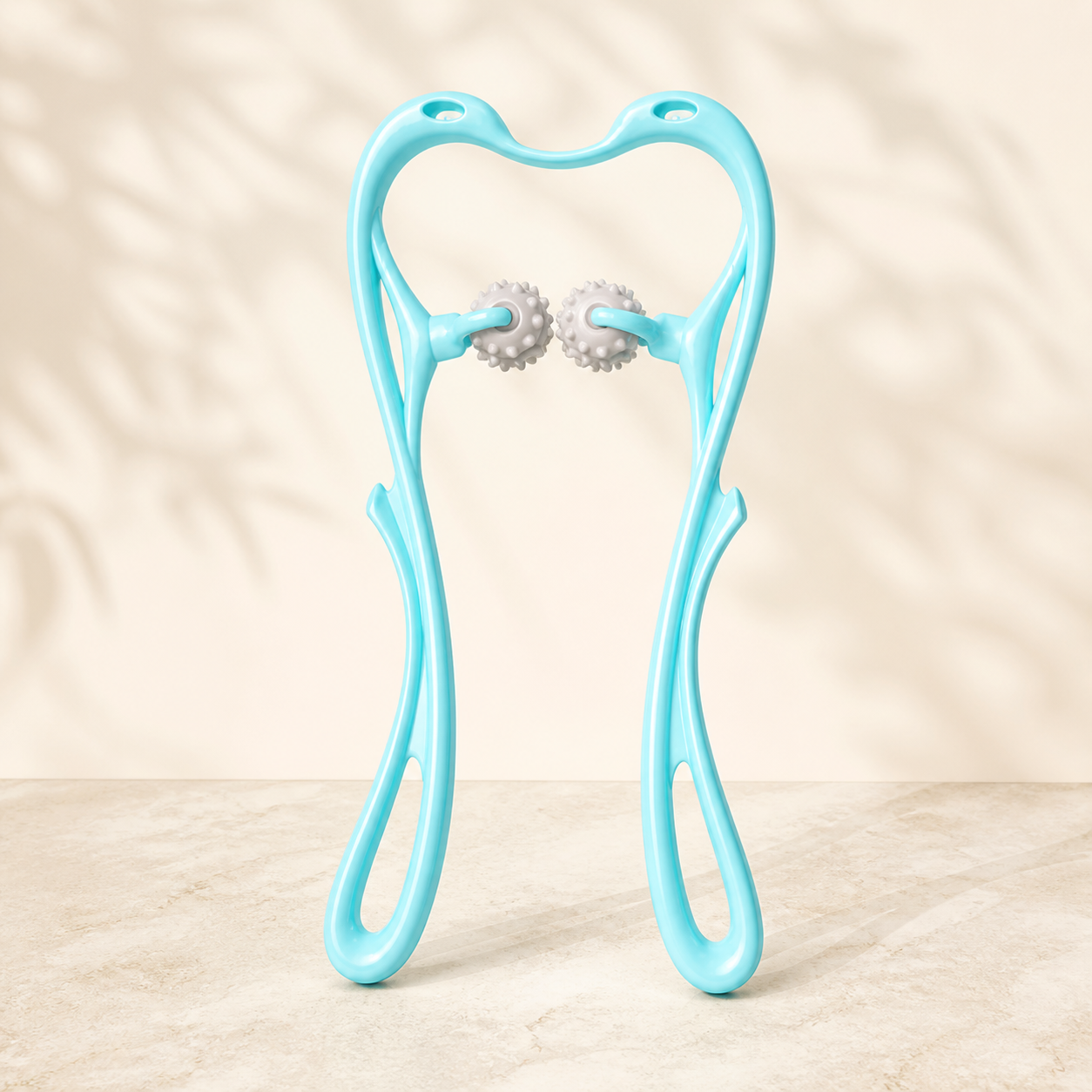 Masseur cervical manuel – Bleu, 2 rouleaux texturés
