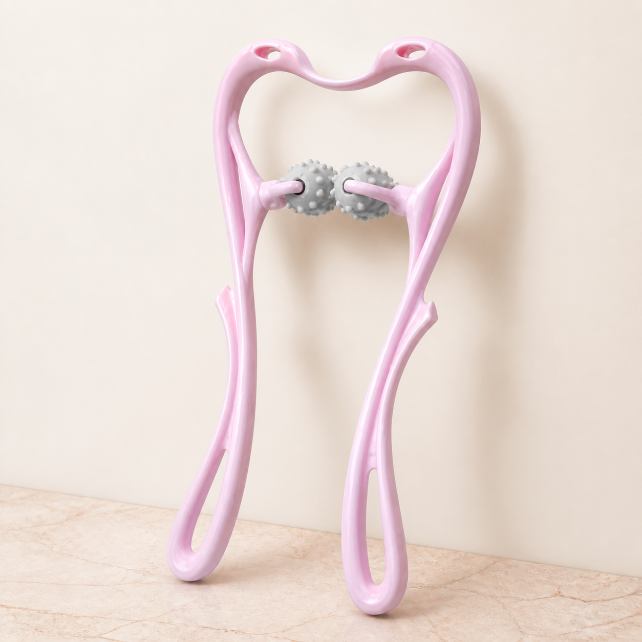 Masseur cervical manuel – Rose, 2 rouleaux texturés