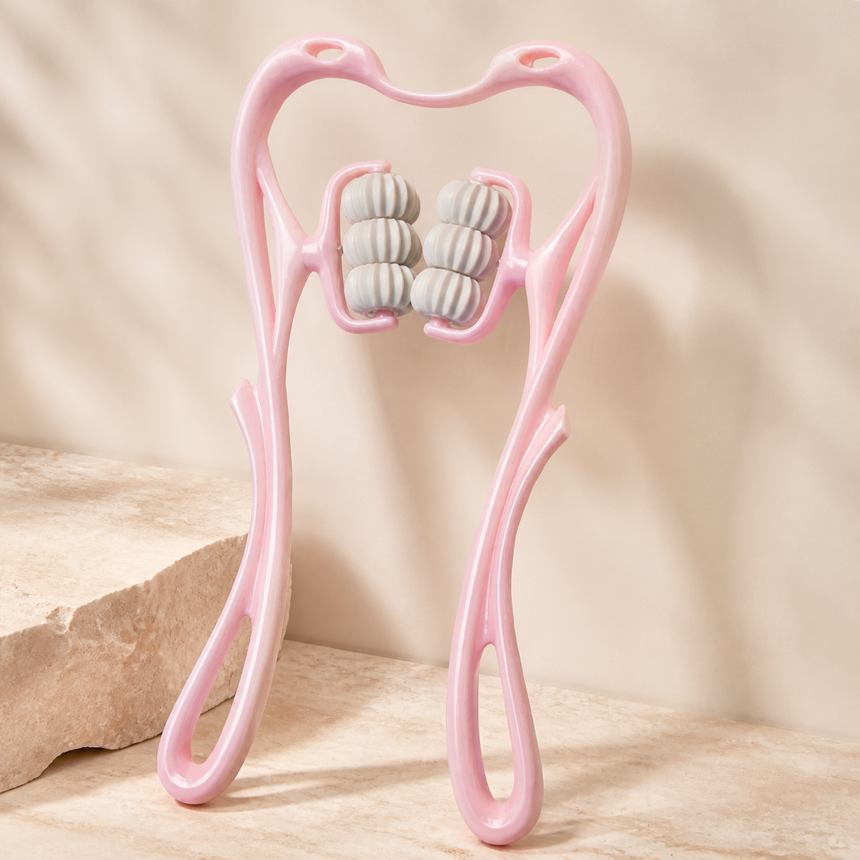 Masseur cervical manuel – Rose, 6 rouleaux