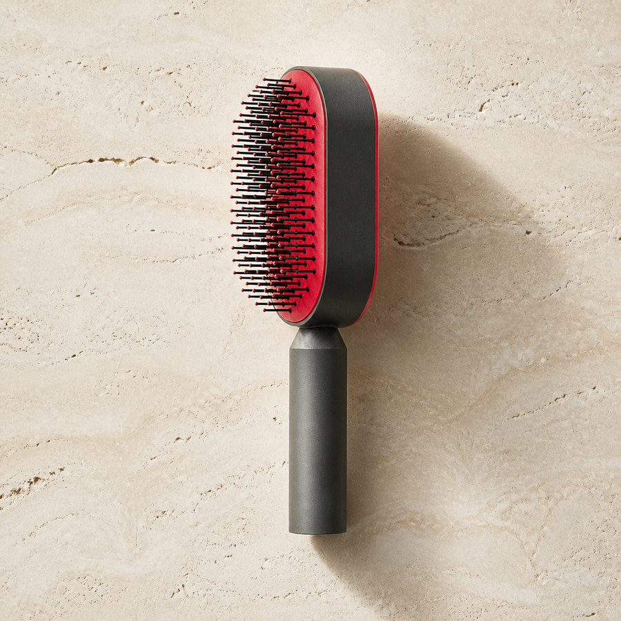 brosse démêlante massante Olvyra – Rouge - auto-nettoyante