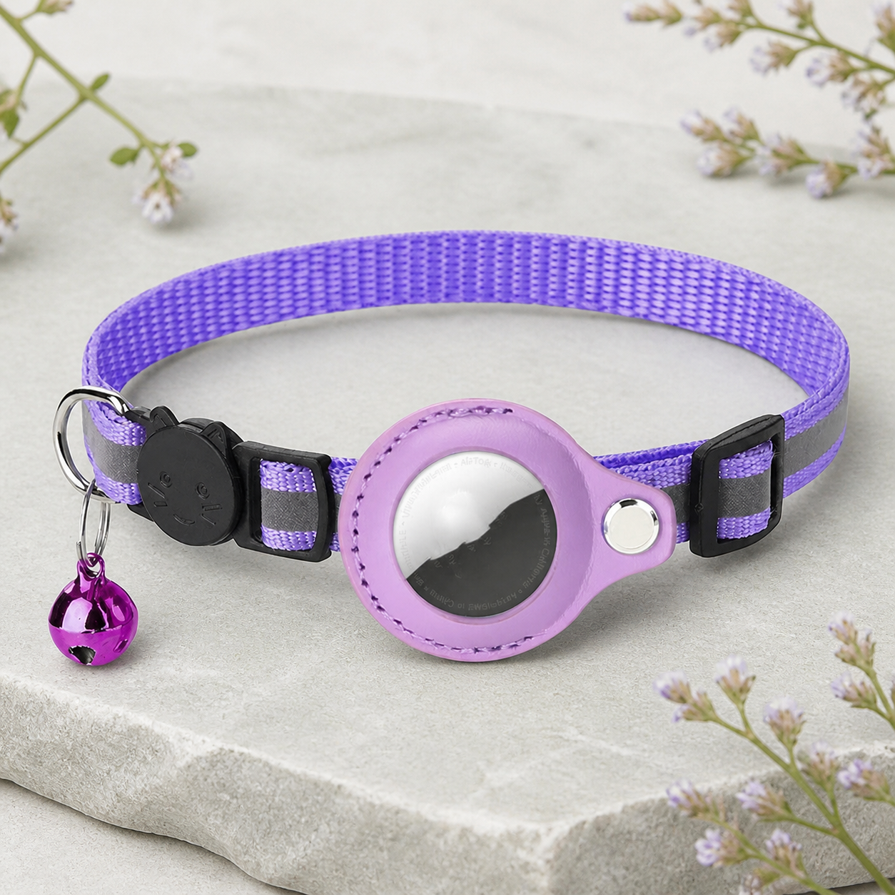 Collier réfléchissant avec étui AirTag pour chien et chat