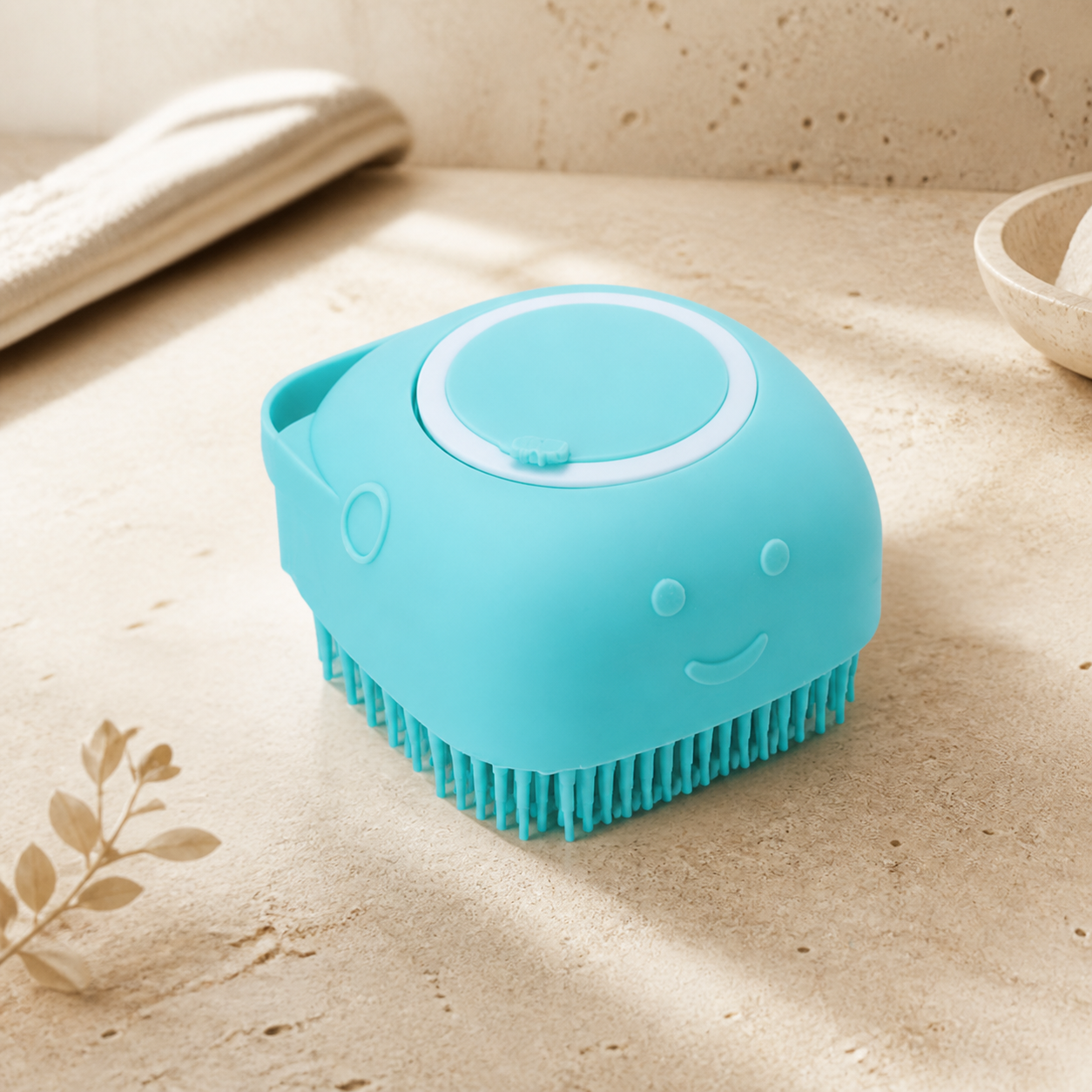 Brosse de bain massante avec réservoir pour animaux