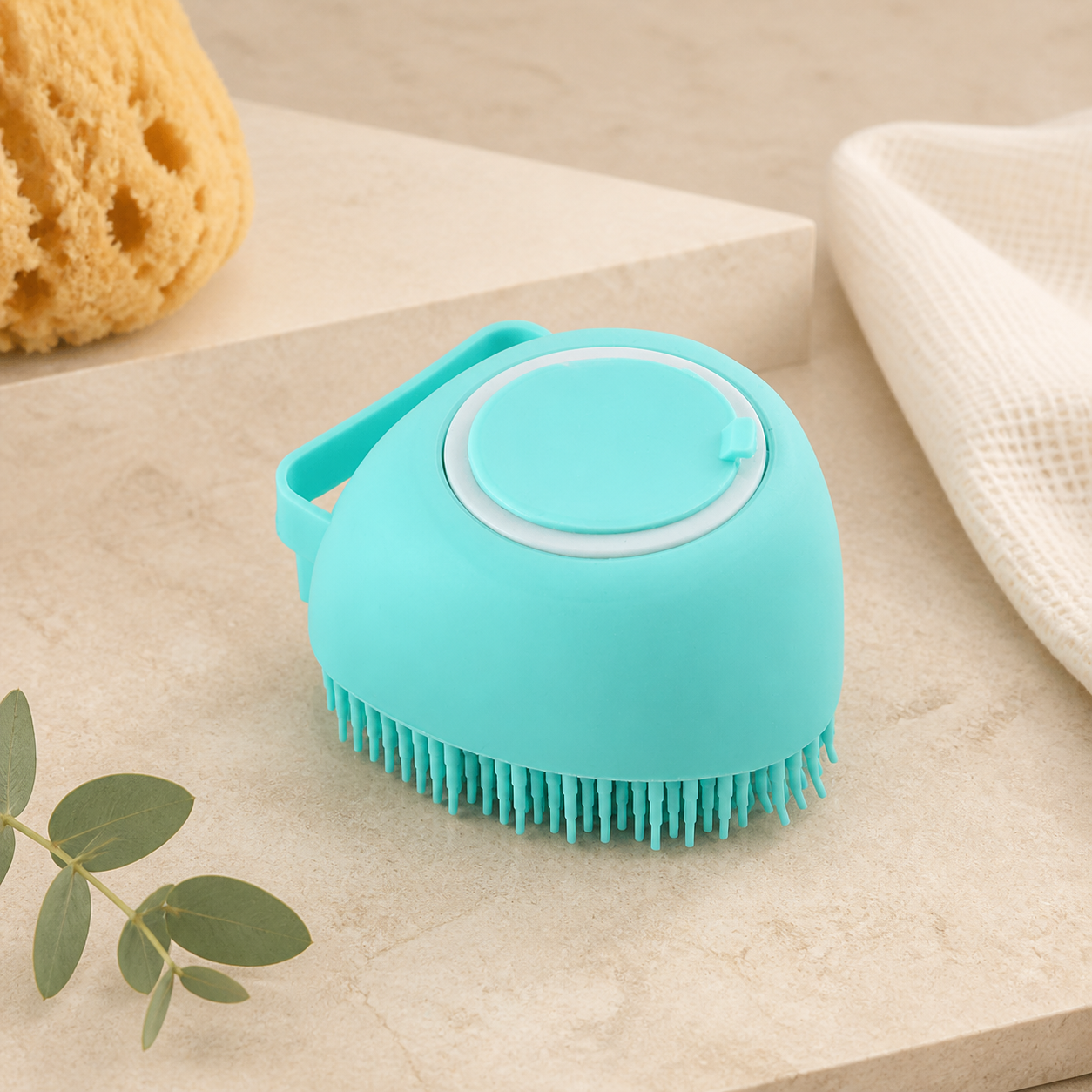 Brosse de bain massante avec réservoir pour animaux