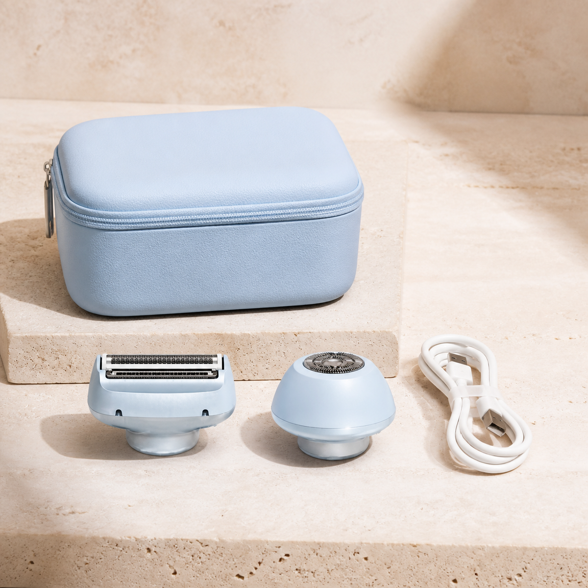 rasoir électrique femme 2-en-1 Olvyra – Bleu – coffret / USB