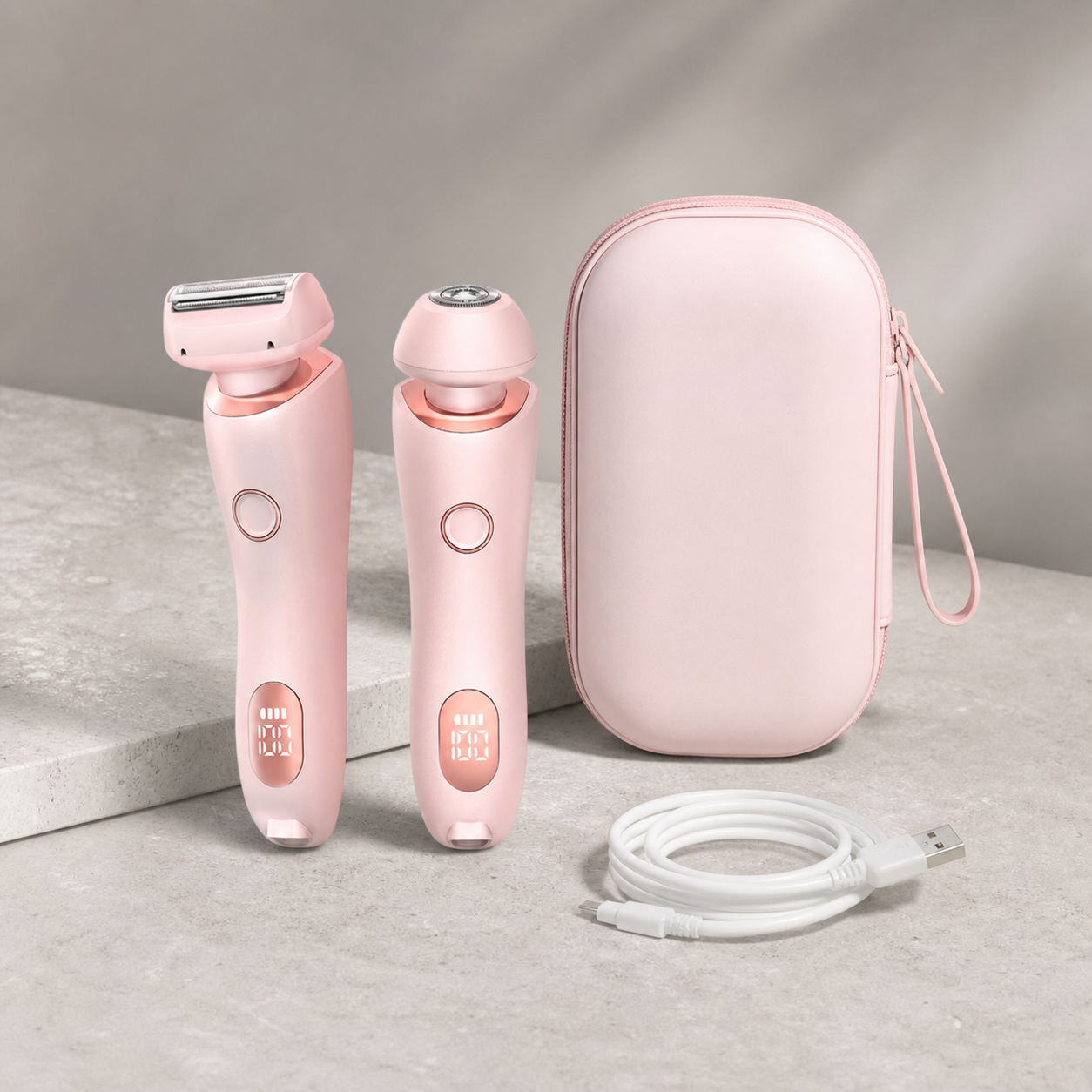 rasoir électrique femme 2-en-1 Olvyra – Rose – appareil seul / USB