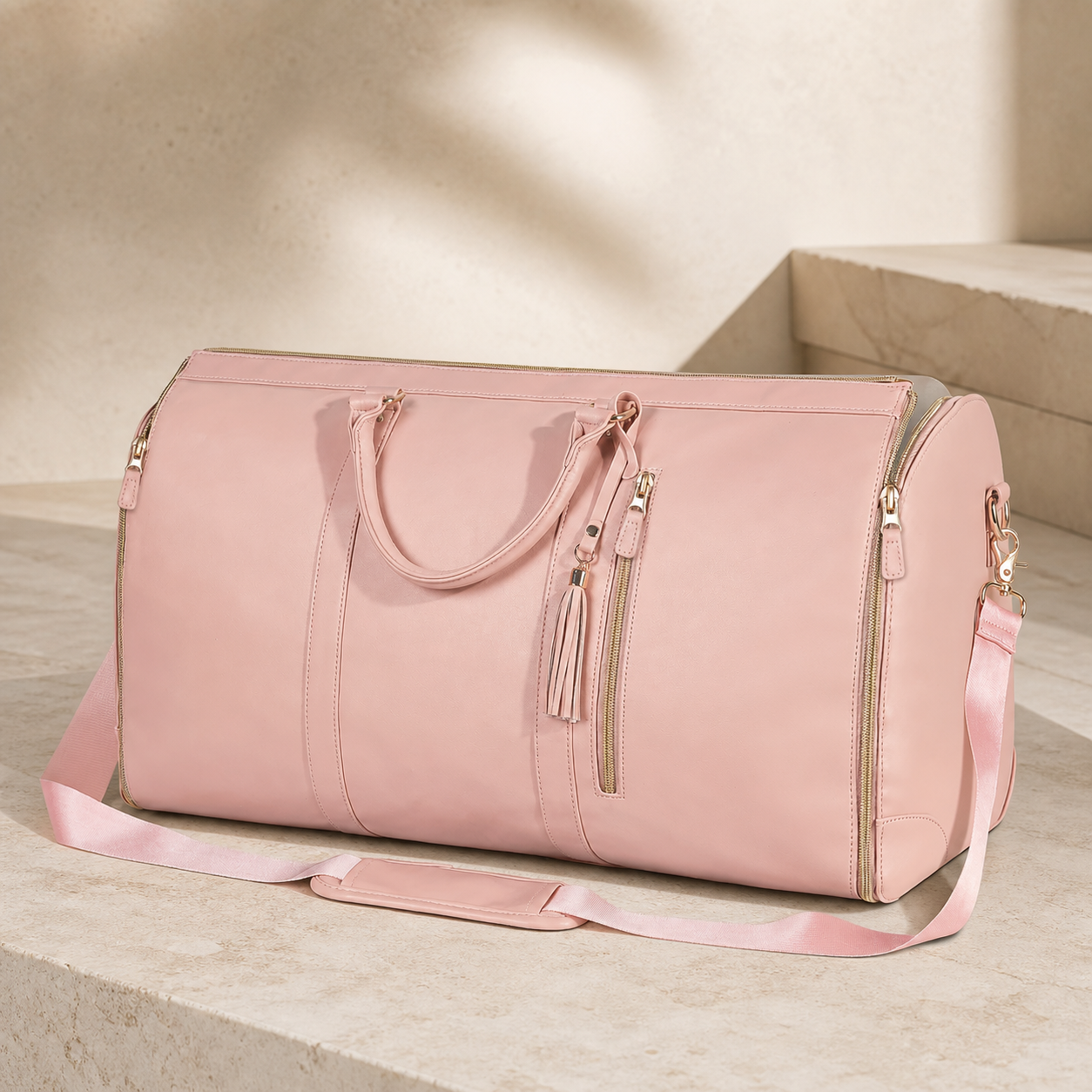 sac de voyage convertible Olvyra – Modèle A – rose