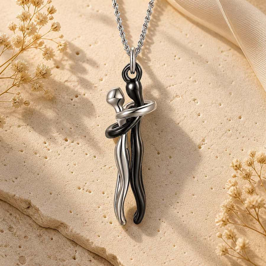 collier Étreinte pendentif couple Olvyra – Noir