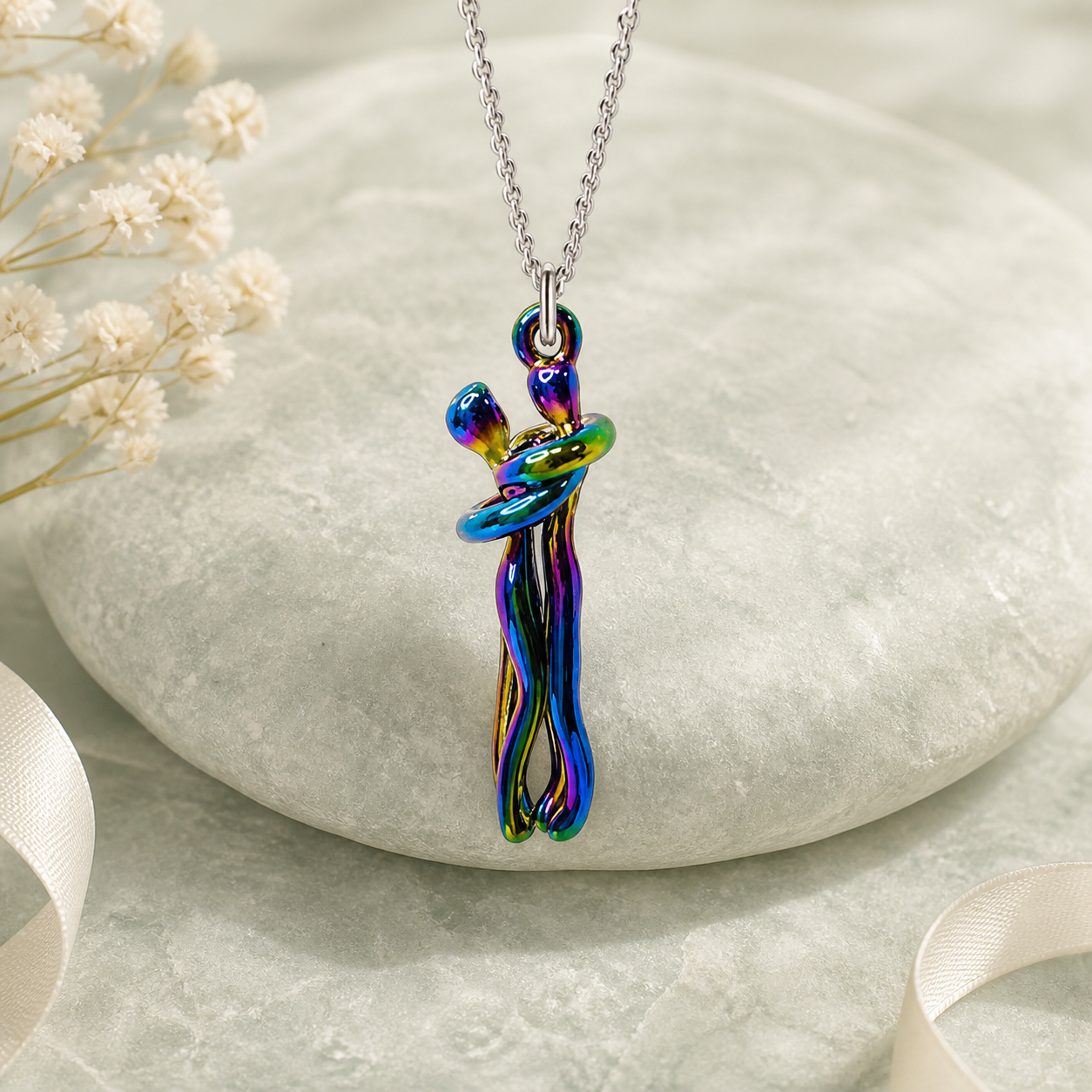 collier Étreinte pendentif couple Olvyra – Multicolore
