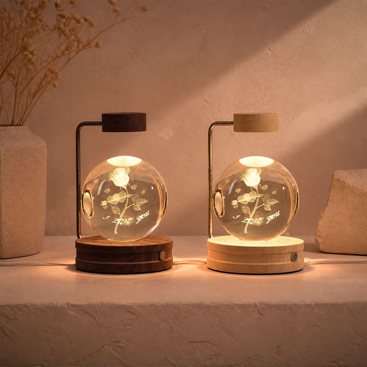 3D crystal decorative lamp — warm light