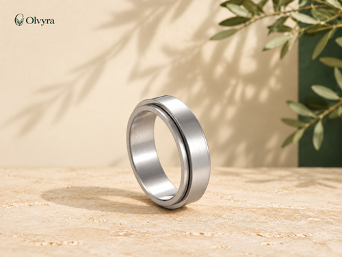Bague rotative argentée — 8 finitions Olvyra — Polie · 6 mm.