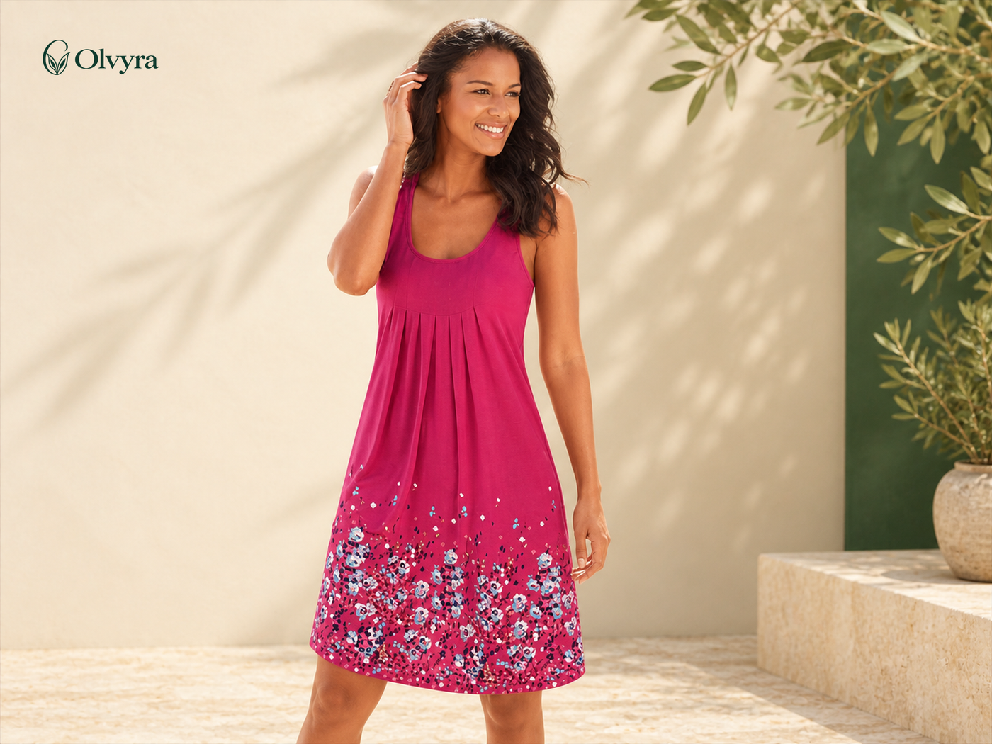 Loose floral-print summer dress