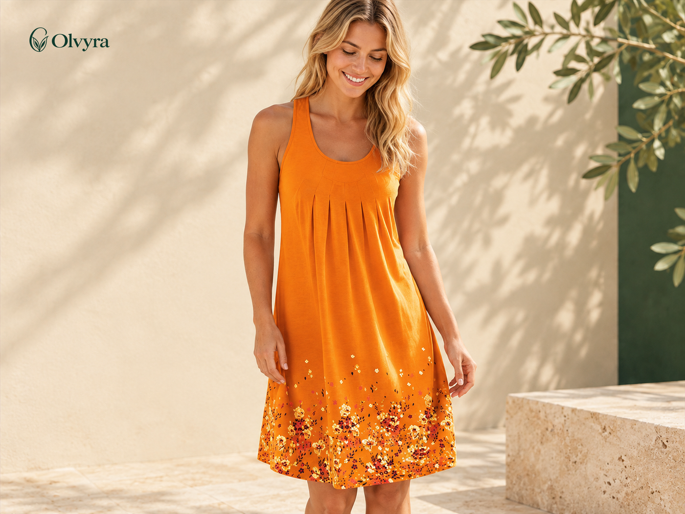 Loose floral-print summer dress