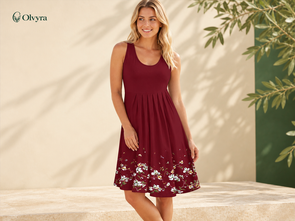 Loose floral-print summer dress