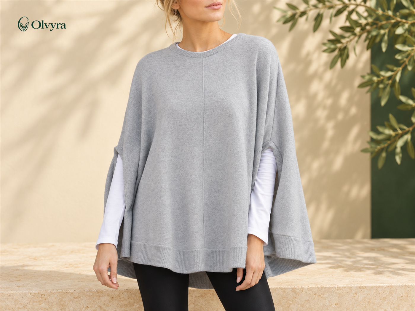 Batwing-sleeve knit top