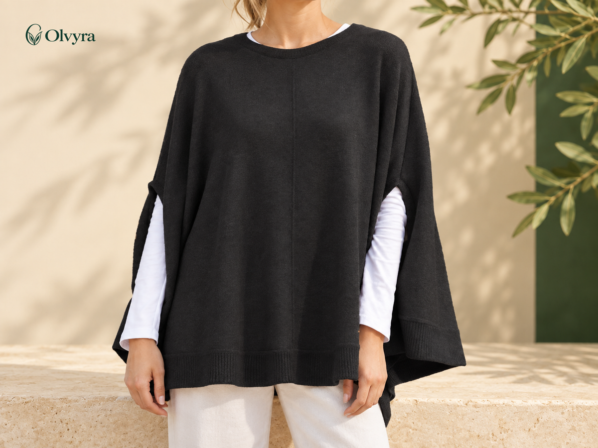 Batwing-sleeve knit top