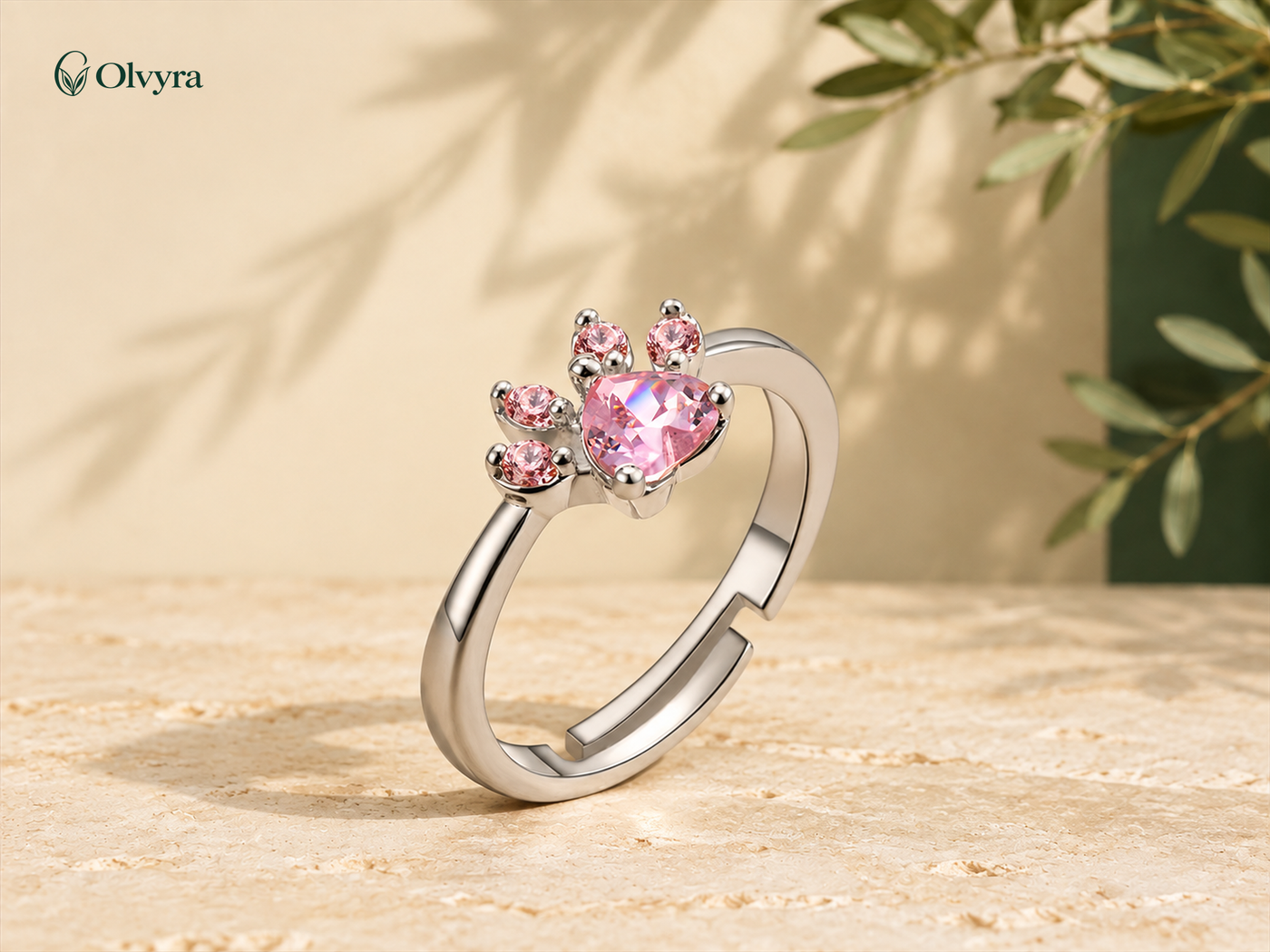 Dog, cat or bear paw-print ring