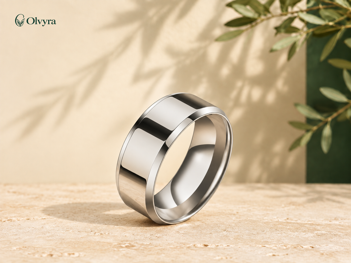 Graphic stainless steel ring