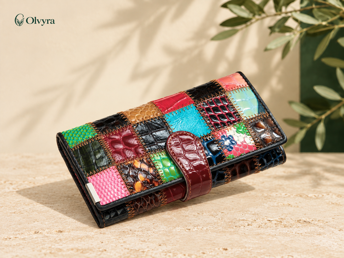 Patchwork-effect wallet