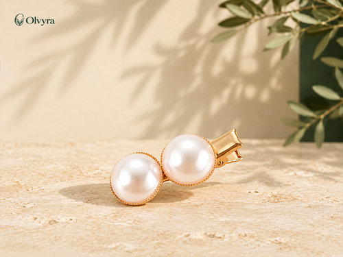 Barrette nœud et perles Olvyra — Deux grandes perles.