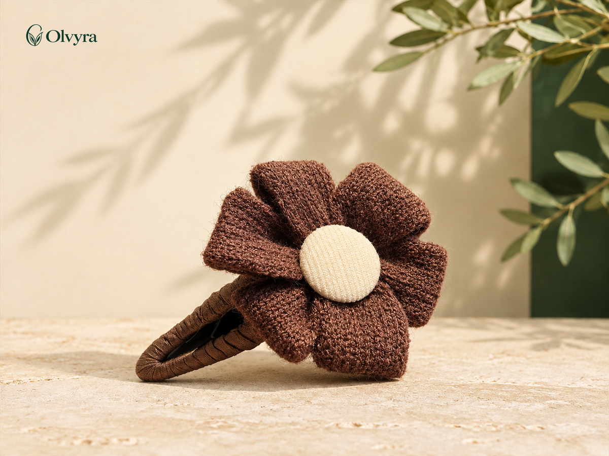 Fabric flower hair clip