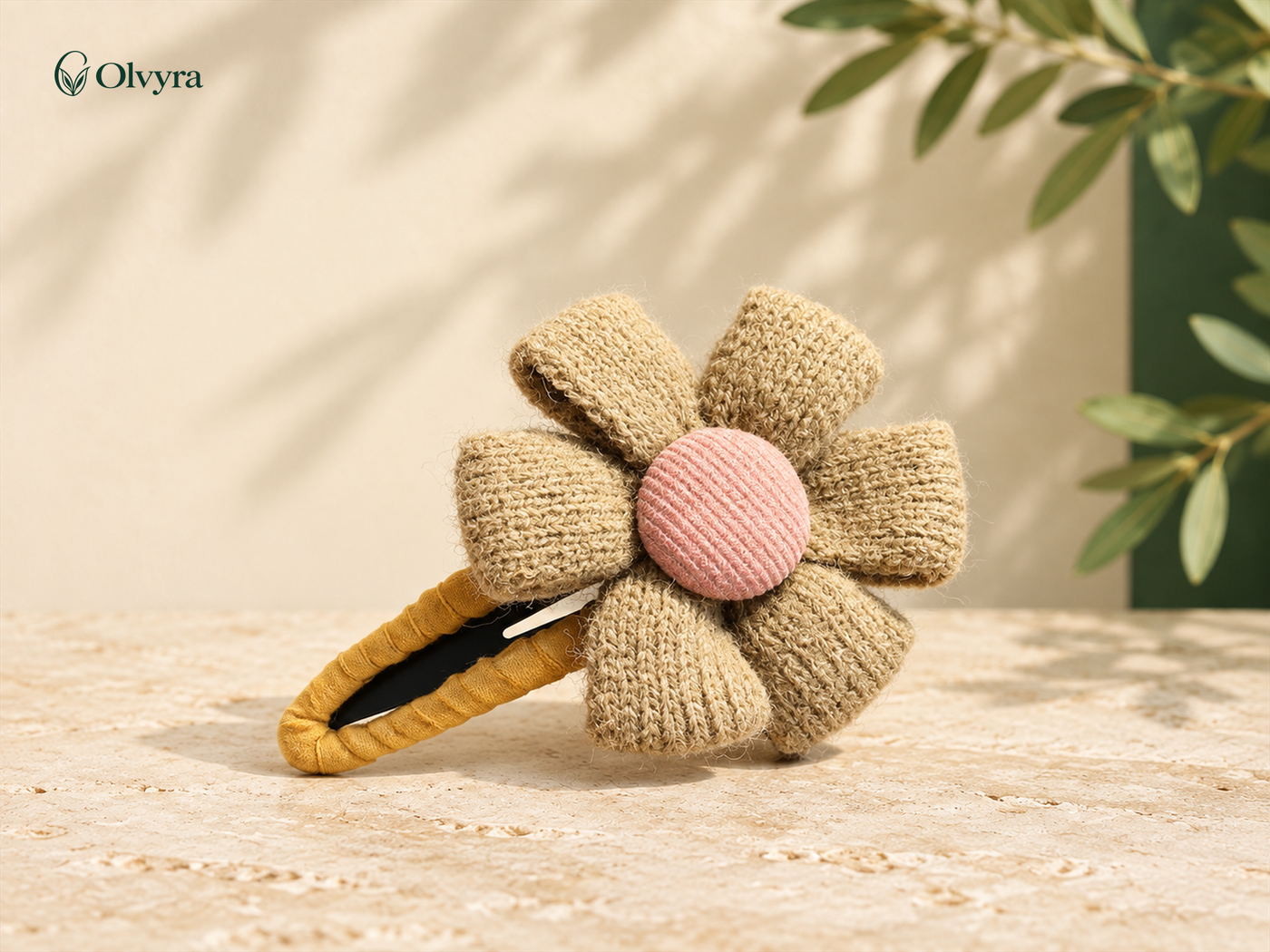 Fabric flower hair clip