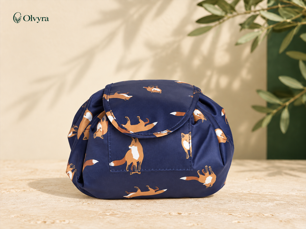 Patterned makeup bag
