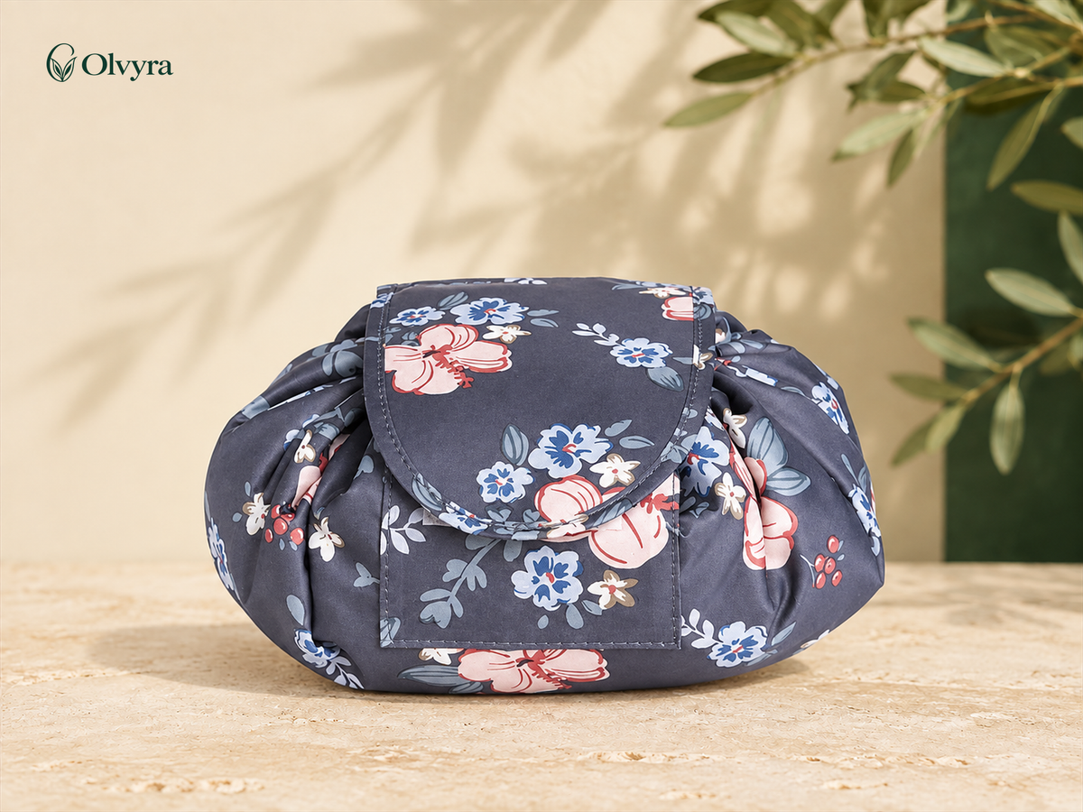 Patterned makeup bag