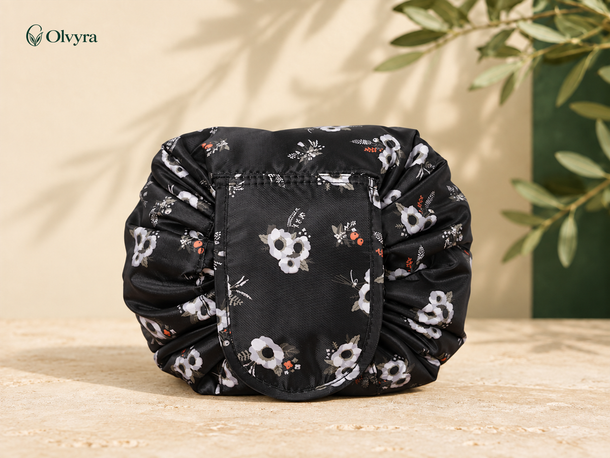 Patterned makeup bag