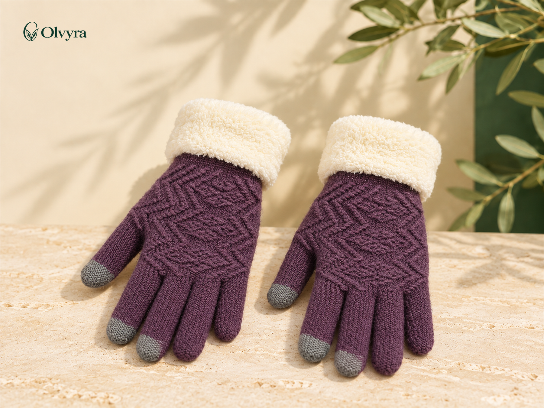 Winter knit gloves