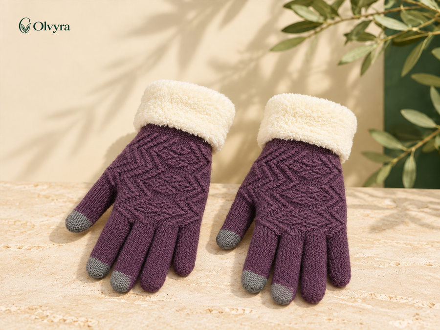 Gants d’hiver en maille Olvyra — Violet.