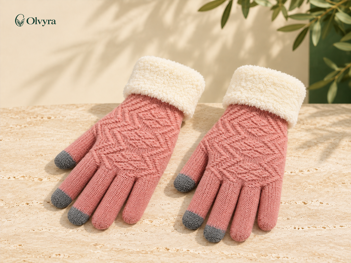 Winter knit gloves