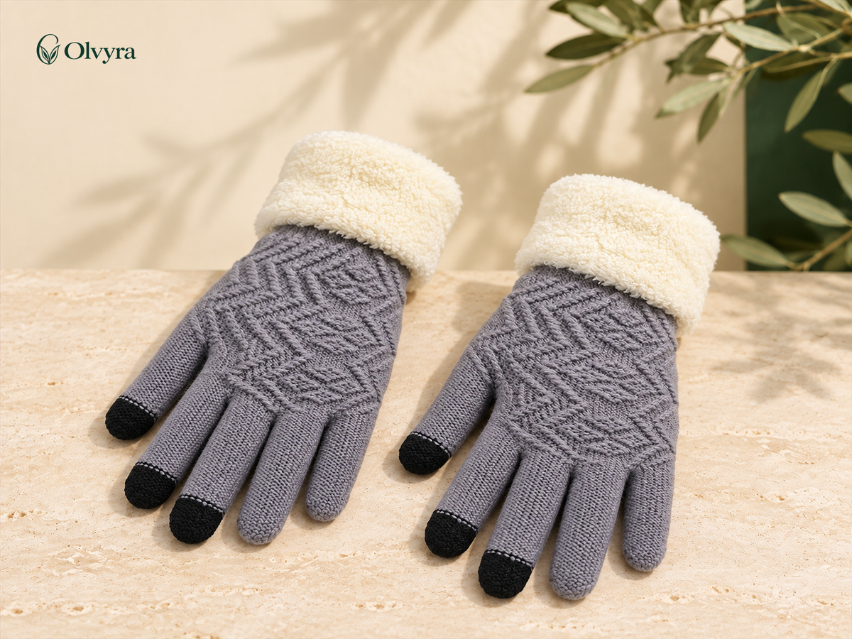 Winter knit gloves