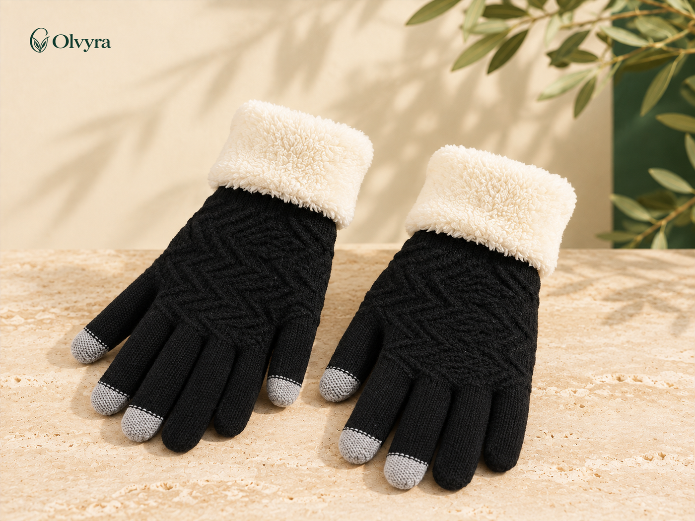 Winter knit gloves