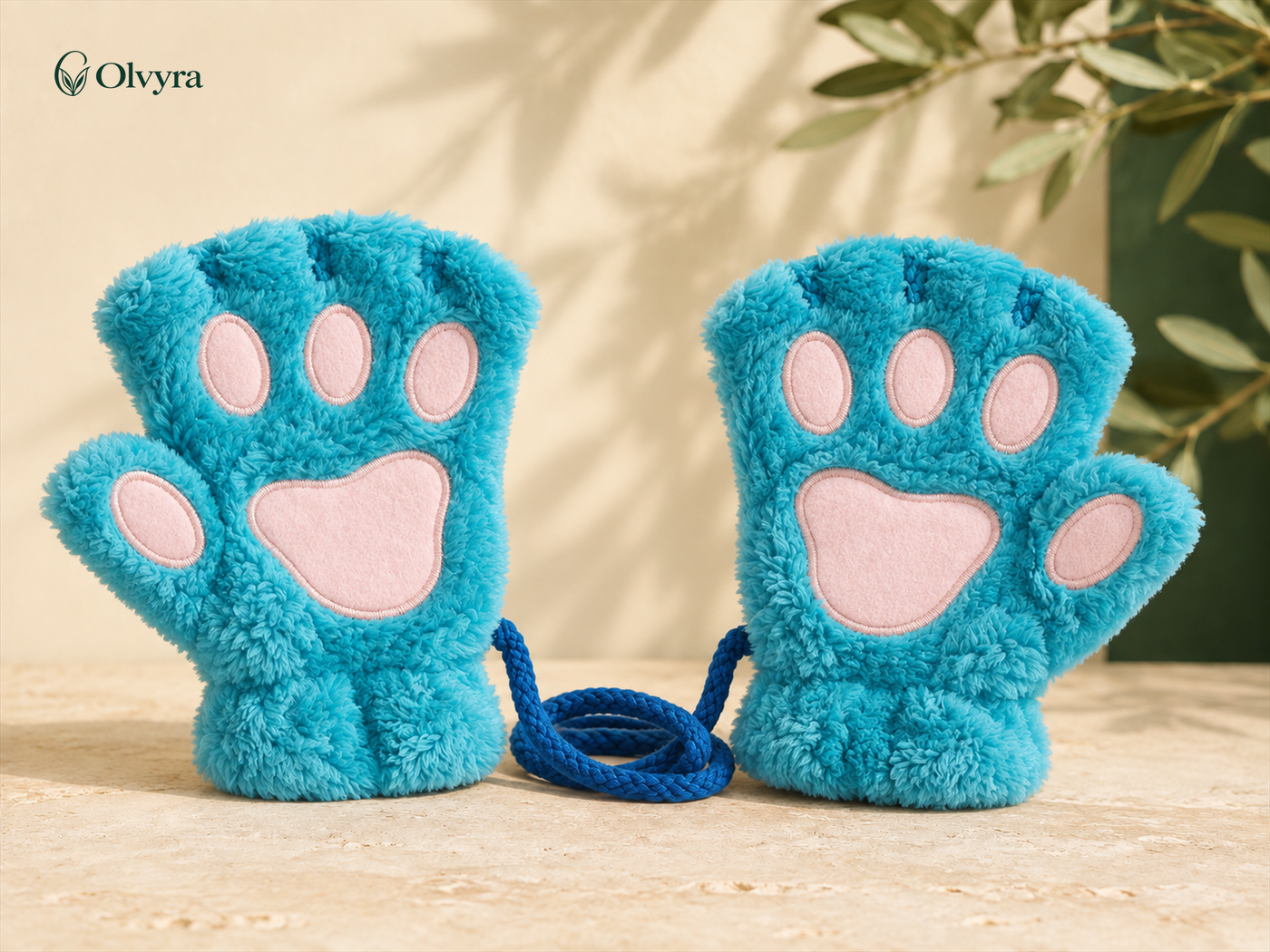 Cat and bear paw fingerless gloves