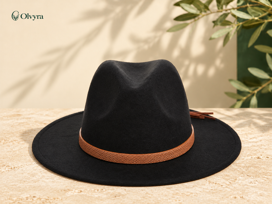 Chapeau feutré à large bord Olvyra — Noir.