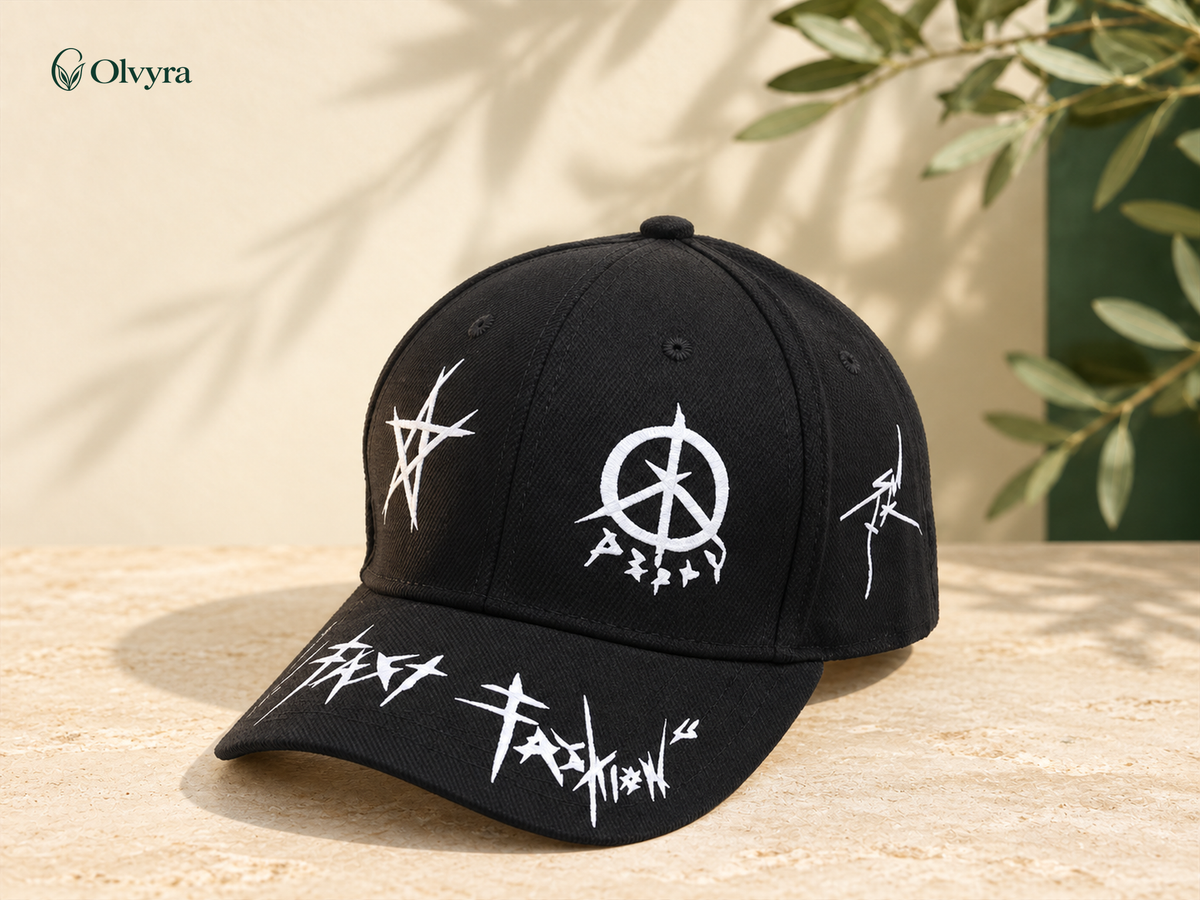 Graffiti-pattern snapback cap